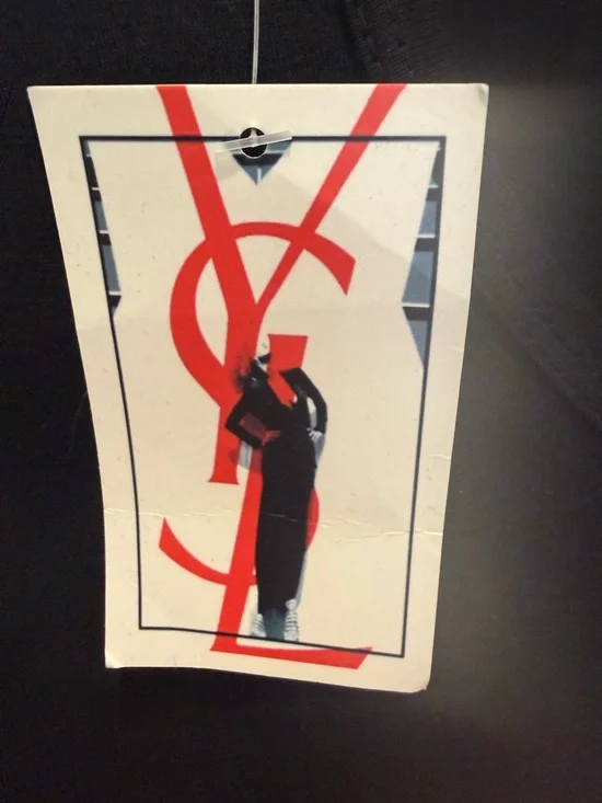 Vintage NWT Yves Saint Laurent Black Tee with Red Logo Graphic - Picture 4 of 5